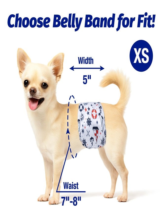 Pet Soft Dog Belly Bands - Washable Dog Diapers Belly Band for Male Dogs, Reusable Male Dogs Wraps 3pack for Doggy Puppy(Sailor, XS) - Image 4